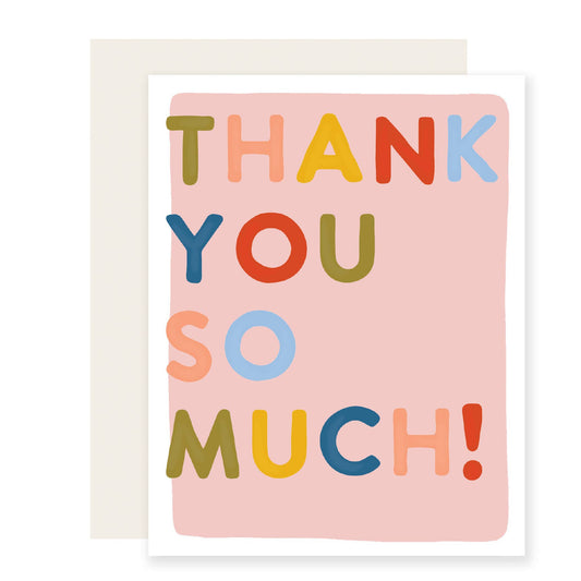 Block Letter Thank You | Colorful Thank You Card | Box of 6