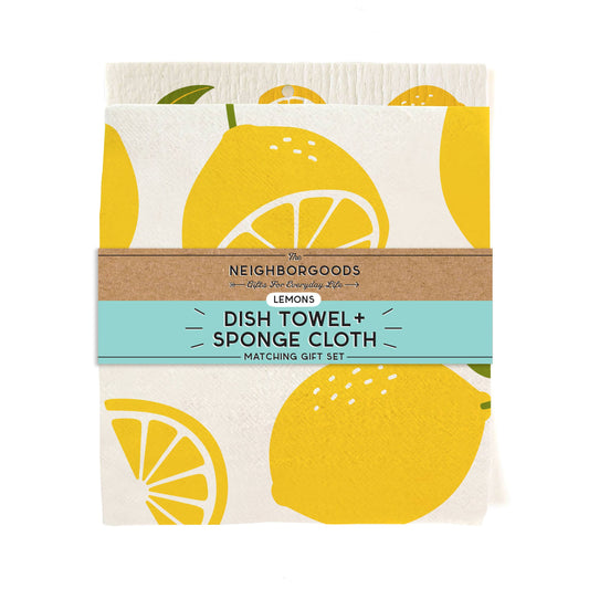 Lemon - Dish Towel + Sponge Cloth Set