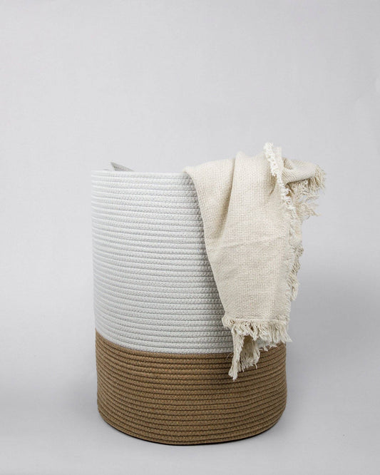 Cotton Basket With Contrasting Handles